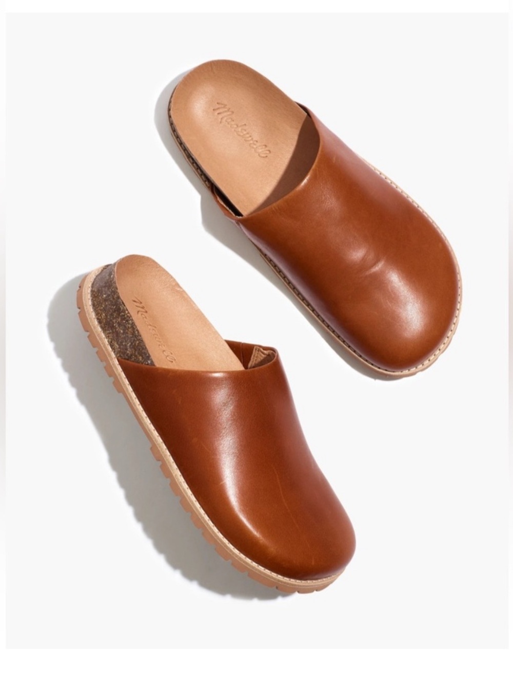 Madewell “Layne” Tan Leather Slide Mule Clogs 6.5